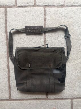 G-Star grey Canvas Messenger Bag with Adjustable Strap